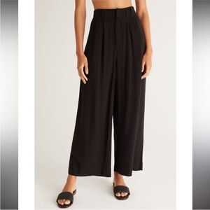 Z Supply Black High-Rise Wide Leg Linen Pants